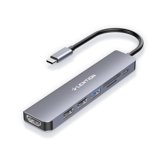 LENTION 7-in-1 USB C Hub, 4K@60Hz HDMI, 100W PD, Card Reader, USB 3.0 & 2.0