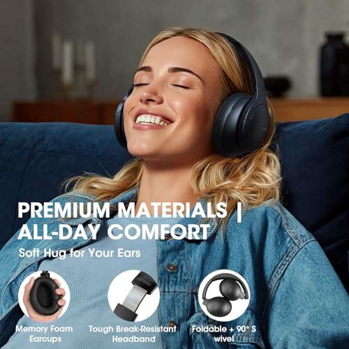 DOQAUS Bluetooth Headphones Over Ear Wireless, 90H Playtime, APP Control
