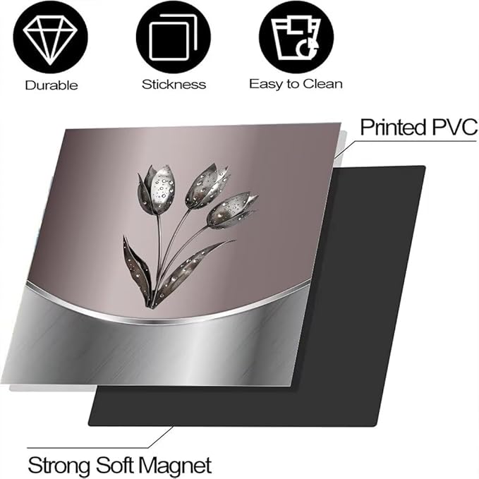 Generic Dishwasher Metal Texture Cover Magnetic Decor, Metallic Flowers,Polished Dishwasher Magnet Cover 23x26inch, Home Panel Decal Pink Stainless Steel Style Sticker, Rimyy111-4