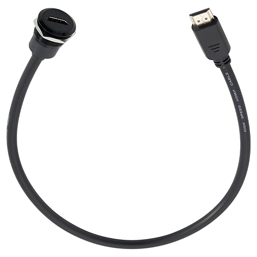 PENGLIN HDMI Panel Mount Extension Cable, HDMI 2.0 Male to Female Adapter Short Extender Cord, Support 4K 3D Compatible with HDTV, Laptop and PC(0.5M/19.69inch)