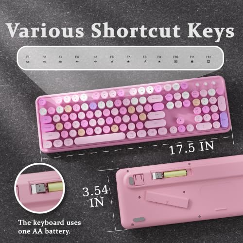 Colorful Wireless Bluetooth Keyboard (Pink Colorful)