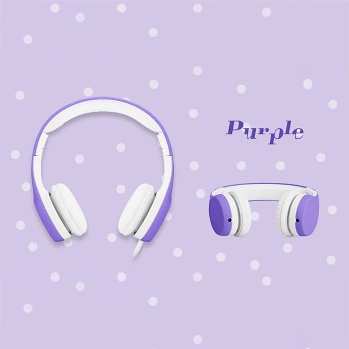 Kids Headphones with Cord, Toddler Headphones with Sharing Function, 85dB/93dB Safe Volume Limit, for Toddler Children Baby Boys Girls On-line Study, School, Travel use (Purple)