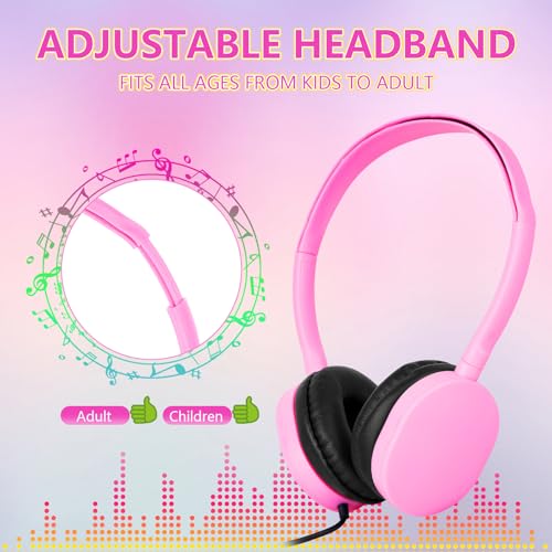 Kids Classroom Bulk Headphones 100 Pack, Wired Adjustable On-Ear