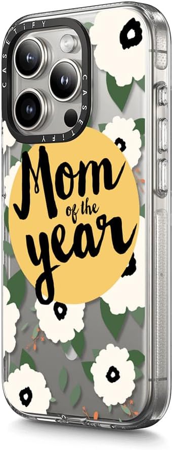 CASETiFY Clear iPhone 15 Pro Case [Not Yellowing / 6.6 ft. 3X Military Grade Drop Protection/Compatible with Magsafe] - Mom of The Year Yellow Floral - Clear
