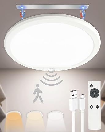 Rechargeable Motion Sensor Ceiling Lights for Hallway, Bathroom (Round)