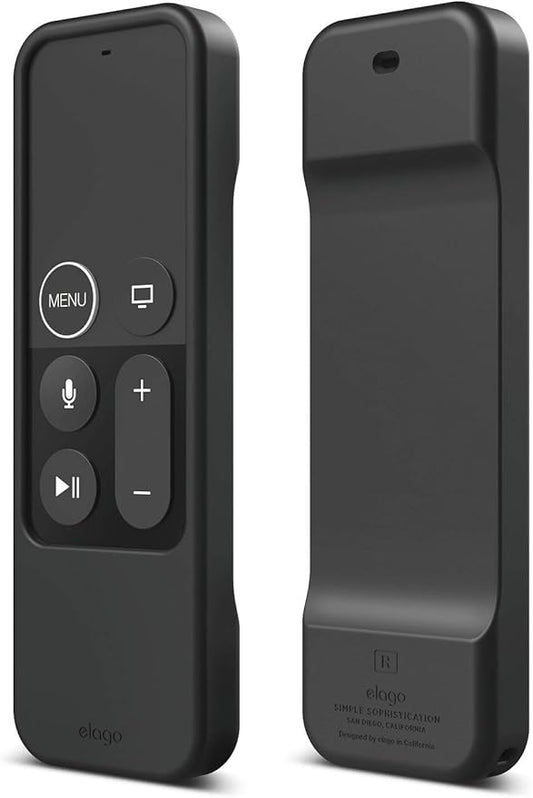 elago R1 Intelli Case [Black]-[Magnet Technology][Anti-Slip][Lanyard Included][Heavy Shock Absorption] for Apple TV Siri Remote 4K / 4th Generation