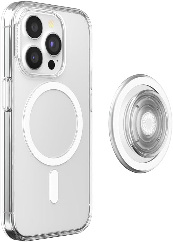 PopSockets iPhone 15 Pro Phone Case with MagSafe, Wireless Charging Compatible, Clear - Clear