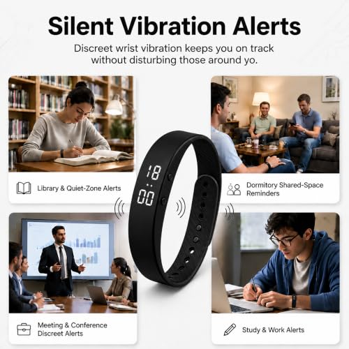 Silent Vibrating Alarm Wristband, Rechargeable Fitness Activity Tracker