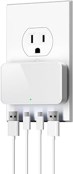USB C Wall Charger, Super Thin Flat USB Wall Plug with 4 Ports, Fast Charging USB Plug Adapter with PD20W for Home and Travel (White)
