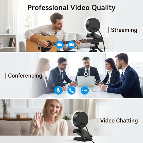 1080P HD Mini Webcam with 3-Color Fill Light, Wide Angle Lens, Noise Canceling Microphone and Tripod, USB C Adapter Included for Laptop Desktop Zoom Skype Streaming Gaming - Image 5