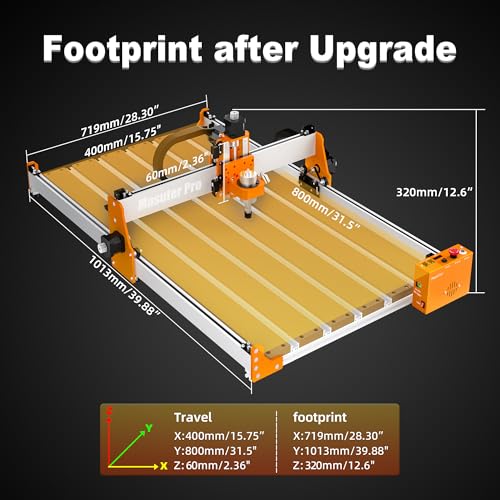 FoxAlien 4080 Y-axis Extension Kit for Masuter Pro, with Upgraded T-slot Hybrid Spoilboard CNC Router Machine Working Area Extend (15.75" x 31.5", X-Y)