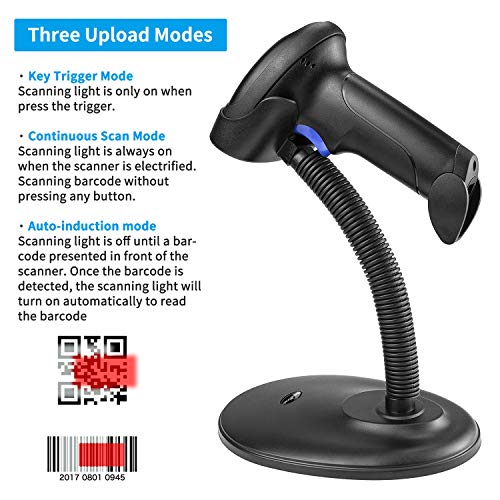 Wireless 1D 2D Barcode Scanner with Stand for Warehouse POS and Computer