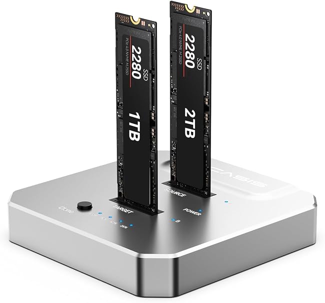 ACASIS 20Gbps M.2 NVMe SSD Cloner & Docking Station, Dual-Bay Duplicator