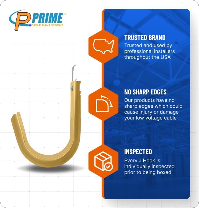 4'' Heavy Duty Metal Cable & Wire Support Batwing J-Hook Hangers with Bat Wing Clip for attaching Ceiling Wire & Threaded Rod for Cable & Wire Management