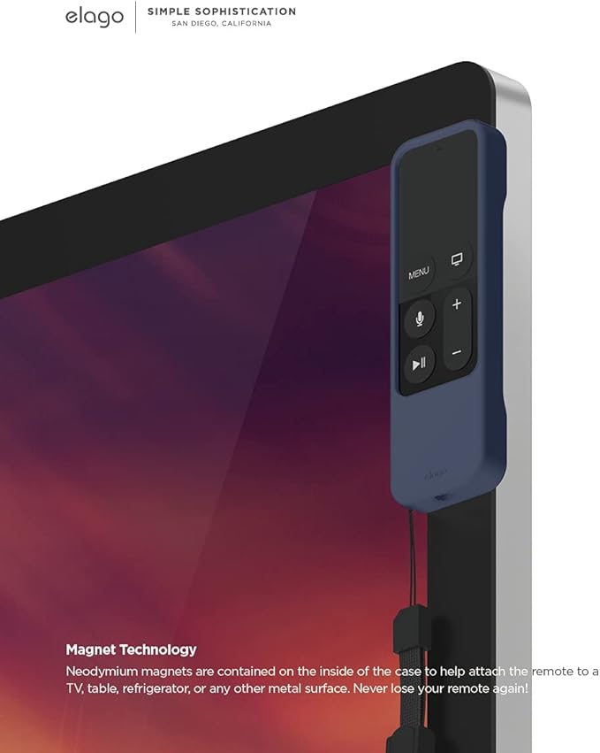 elago R1 Intelli Case [Jean Indigo]-[Magnet Technology][Anti-Slip][Lanyard Included][Heavy Shock Absorption] Compatible with Apple TV Siri Remote 1st Generation