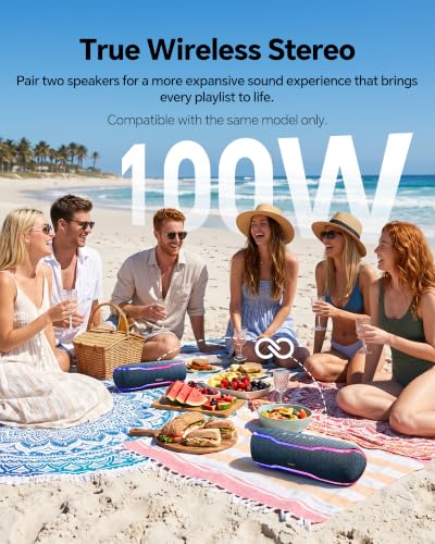 Bluetooth Speaker, IPX7 Waterproof, 50W Peak/25W RMS, Matte Black - Image 6