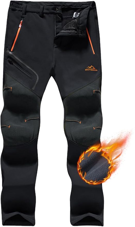 TACVASEN Men's Snow Ski Pants Fleece Lined Winter Pants for Men Water Resistant Thermal Snowboard Hiking Hunting Work