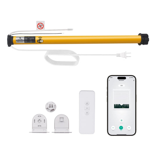 Smart Tuya WiFi Blinds Motor, AC100-240V Plug-in for 1.5"/38mm Shade Tubes, Compatible with Alexa/Google Home, APP & Timer Control, No Hub Required - Idea for Zebra, Roman, Roller Shades