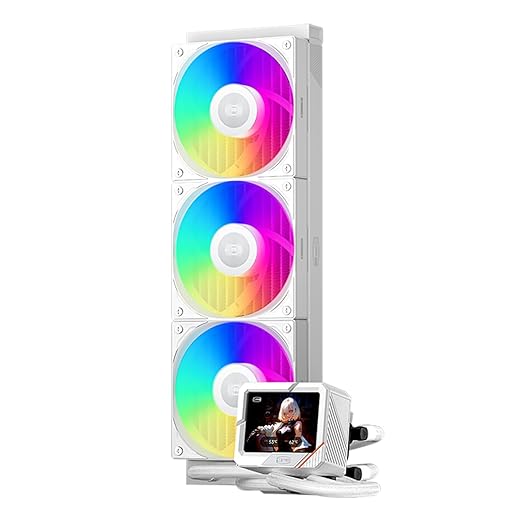 PCCOOLER AIO CPU Cooler, 3.5-inch IPS Display, 360mm ARGB Water Cooling, Durable Dual Ball Bearing Fan, Compatible with AM4/AM5, LGA115X/1200/1700/1851 (CPS GT360 White)