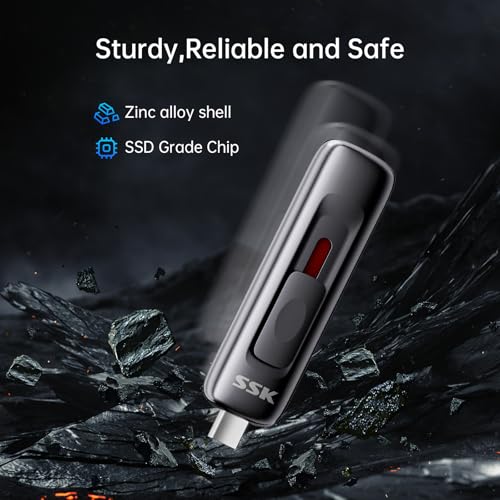SSK USB Drive 128GB up to 550MB/s External SSD USB C+A 3.2 Thumb Drive