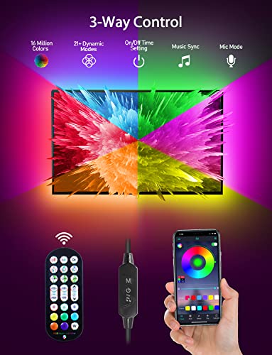 MATICOD LED Lights for TV Led Backlight, 9.84ft RGB Led Strip Lights USB TV Lights Behind 32-43in, APP Remote Control Music Sync TV Led Light for Bedroom Gaming Home Décor