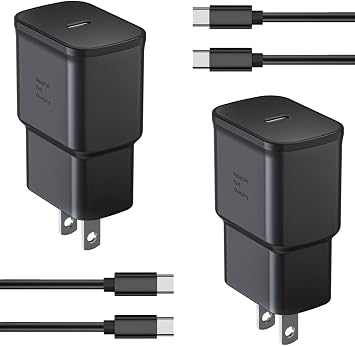 25W Type C Charger Fast Charging for Android, 2Pack with 6FT Cable