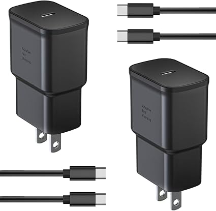 25W Type C Charger Fast Charging for Android, 2Pack with 6FT Cable