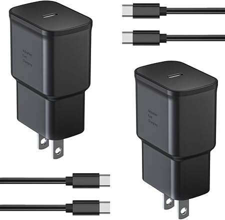 25W Type C Charger Fast Charging for Android, 2Pack with 6FT Cable