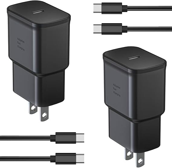 25W Type C Charger Fast Charging for Android, 2Pack with 6FT Cable