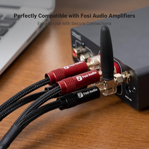 Fosi Audio Music Visualizer, Sound Pickup Spectrum Analyzer, Vintage Tube RGB Ambient Light and Banana Plugs for Speaker Wire, 2 Pairs/4 PCS Gold Plated Speaker Plugs for Home Audio Stereo Amplifier