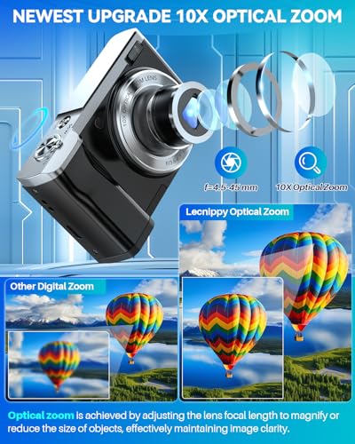 5K Digital Camera 56MP Cameras for Photography Autofocus,10X Optical Zoom