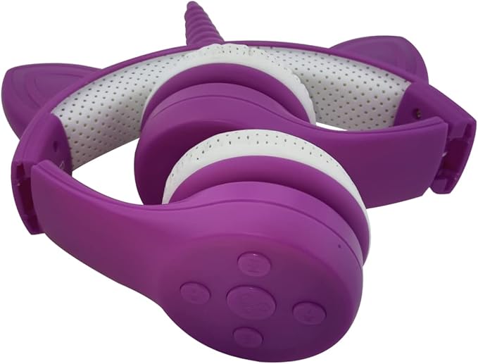 Unicorn Kids Headphones, Unicorn Bluetooth Headphone Foldable for Girls Boys Toddlers Tablet School Travel,Light Up Kids Wireless Headphone Birthday Gifts (Dark Purple)