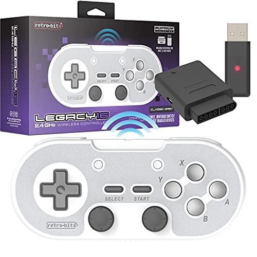 Retro-Bit Legacy 16 2.4GHz Wireless Controller for SNES & More (Gray)