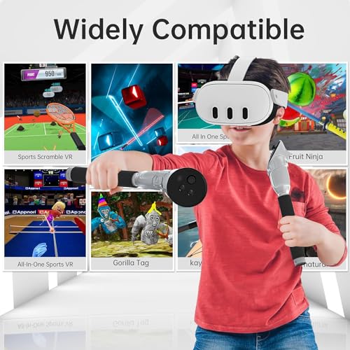 HiBloks 3 in 1 Handle Attachments Fit for Meta Quest 3S/Quest 3 Controller