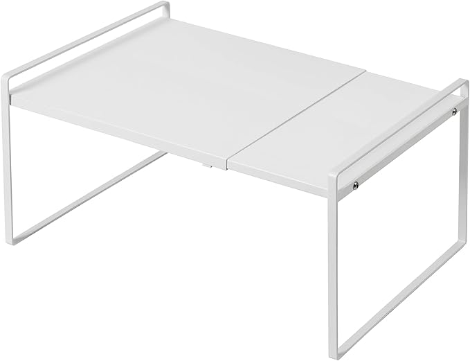 Nxconsu Expandable Cabinet Shelf Organizer Riser for Kitchen Pantry Cupboard Under Sink Countertop Home Storage Organization Rack Space Saver Freestanding Heavy Duty Nonslip Stackable White X Large