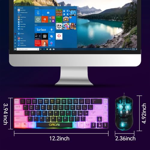 CHONCHOW 60% Gaming Keyboard and Mouse Combo, 68 Keys Wired LED RGB Backlit