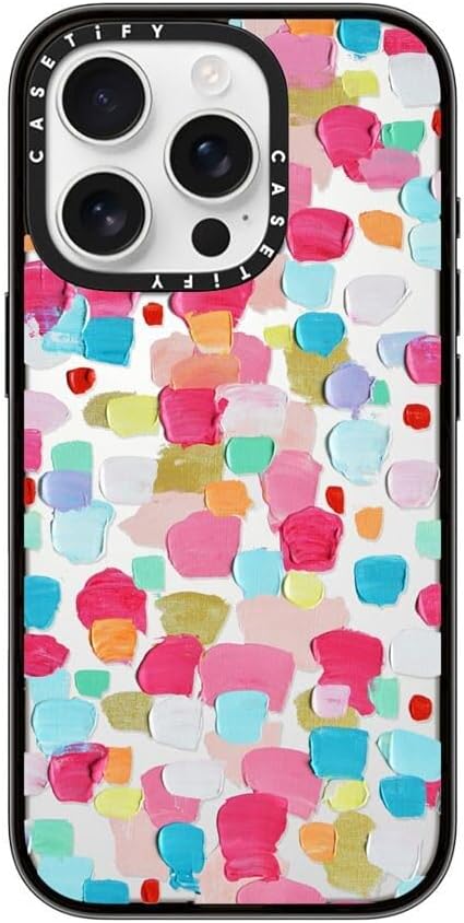 CASETiFY Compact iPhone 16 Pro Case [4 ft. 2X Military Grade Drop Protection/Slim/Lightweight] - Magenta Confetti - Clear Black