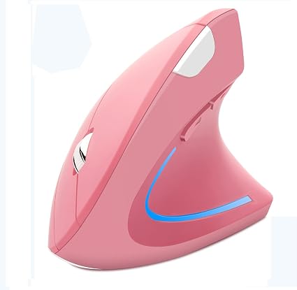 Wireless Mouse Ergonomic Vertical Mouse Ergo LED Light High Precision Optical Cordless Lightweight Mice Gift for Boy Girl Adults for PC Computer Laptop Mac Office,with Side Buttons, 800/1200/1600 DPI