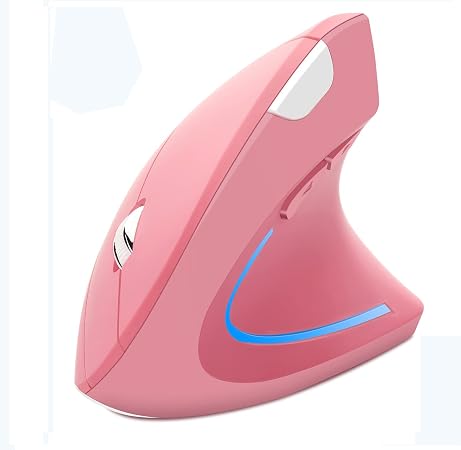 Wireless Mouse Ergonomic Vertical Mouse Ergo LED Light High Precision Optical Cordless Lightweight Mice Gift for Boy Girl Adults for PC Computer Laptop Mac Office,with Side Buttons, 800/1200/1600 DPI