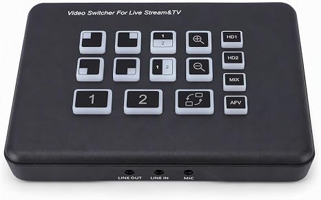 Fabater Live Streaming Switcher, Video Switcher with 2 1080P HD Inputs and 3.5mm Port, Multi Cam Live Stream Switchers for PC Broadcast