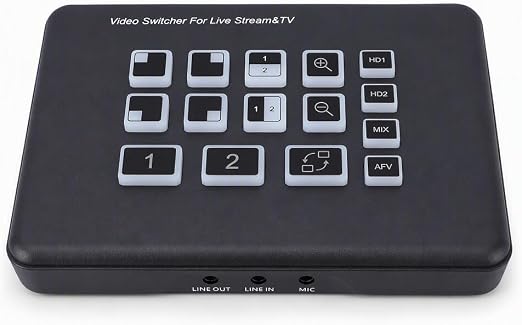 Fabater Live Streaming Switcher, Video Switcher with 2 1080P HD Inputs and 3.5mm Port, Multi Cam Live Stream Switchers for PC Broadcast