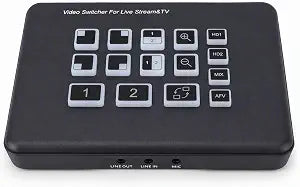 Fabater Live Streaming Switcher, Video Switcher with 2 1080P HD Inputs and 3.5mm Port, Multi Cam Live Stream Switchers for PC Broadcast