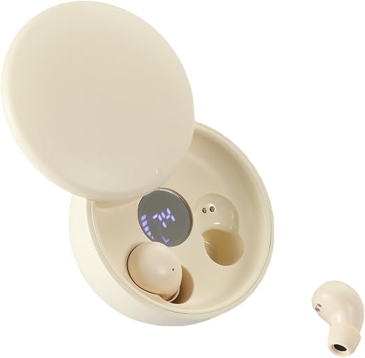 Mini Invisible Bluetooth Earbuds, Wireless for Small Ears (Beige)