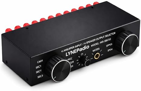 Amplifier Speaker Switch Selector,4 Input 2 Output or 2 in 4 Out 300W Per Channel Power Amplifier Speaker Select Switcher