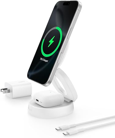 Belkin Qi2 15W Wireless Fast Charging Station, 2 in 1 iPhone Charger