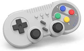 Switch Controller Wireless Gamepad Compatible with NS/Switch OLED/Windows PC - Classic SNES Style Controller with Motion Control/Vibration/Turbo/Wakeup - Gray - Image 1