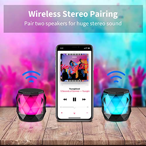 LFS Portable Mini Bluetooth Speaker with 7 Color Lights, TWS Stereo Pairing