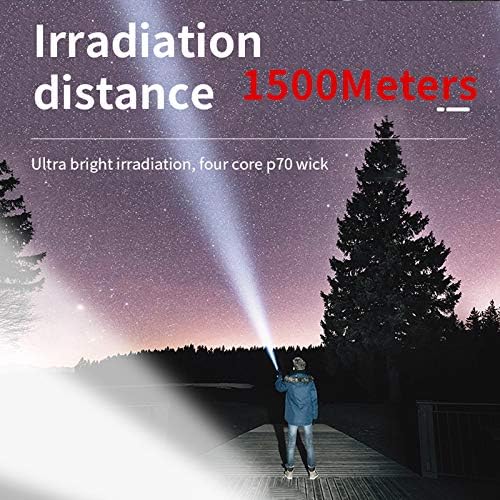 Super Bright Rechargeable Spotlight, Handheld Tactical Flashlight 4 Modes High Power Portable Waterproof LED Searchlight USB Output P50 Camping Torch for Outdoor (P50-Medium Size)