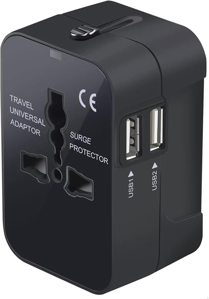 Premium Universal Travel Adapter, Portable All in One International Power Converters, European Travel Plug Adapter, for AC Power Plug with Dual USB Charging Ports Travel Essentials
