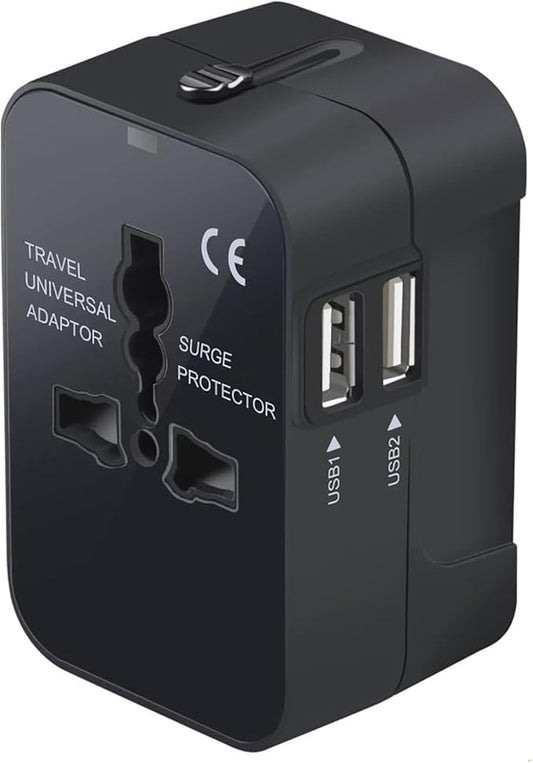 Premium Universal Travel Adapter, Portable All in One International Power Converters, European Travel Plug Adapter, for AC Power Plug with Dual USB Charging Ports Travel Essentials